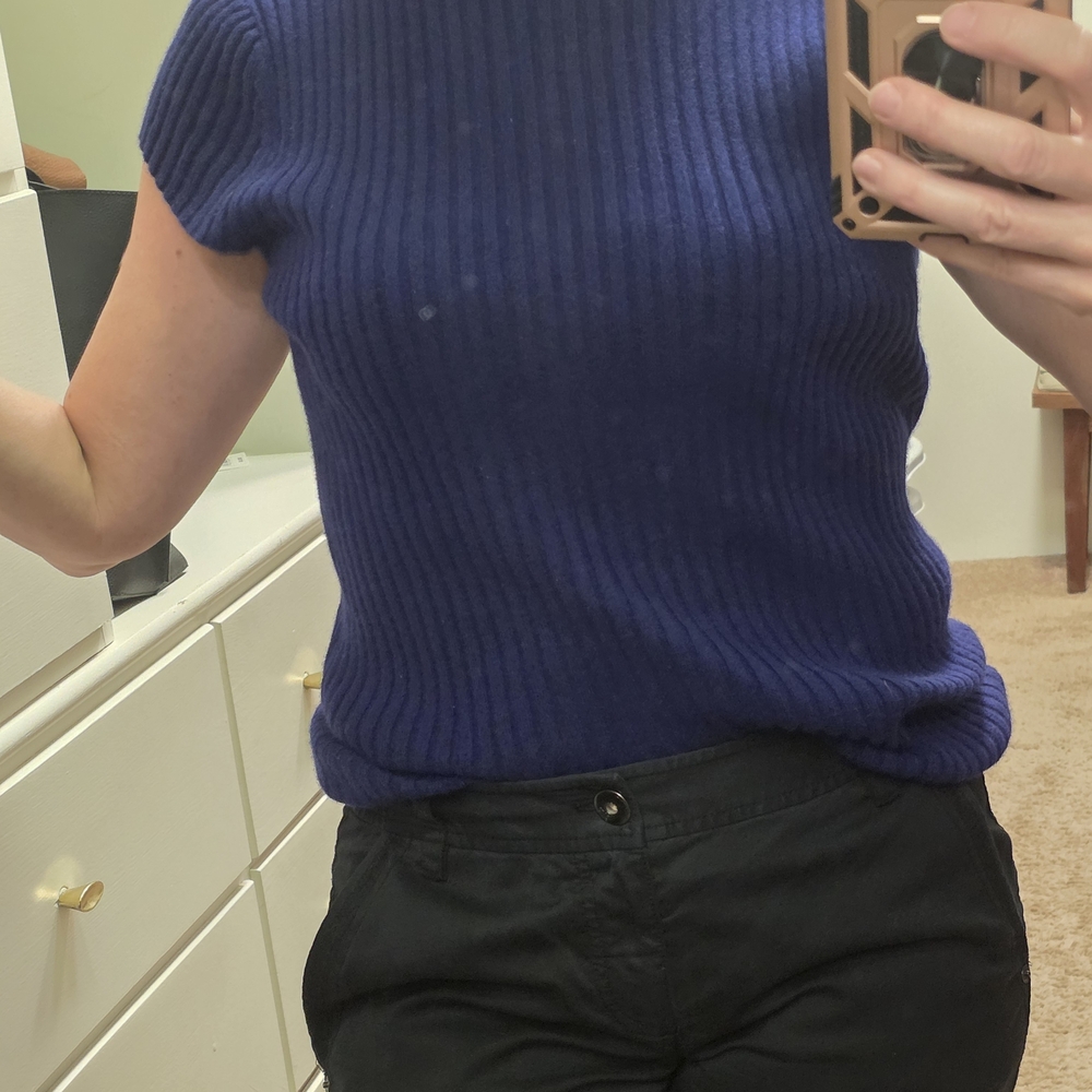 ANTONIO MELANI Purple/blue Ribbed 100% Cashmere Sweater